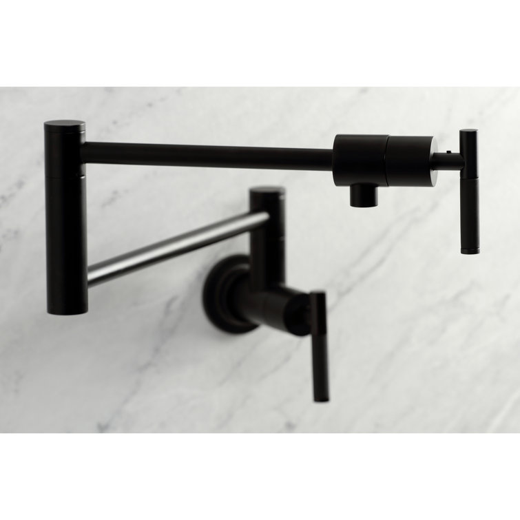 Matte Black Brass Wall Mount Pot Filler Faucet