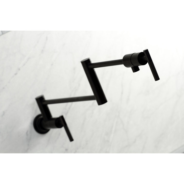 Matte Black Brass Wall Mount Pot Filler Faucet