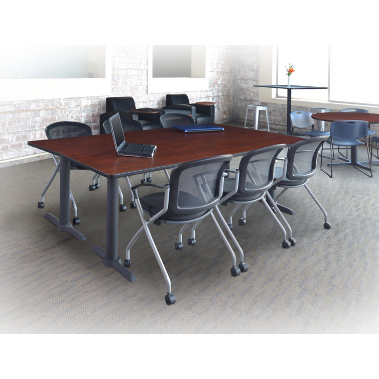 Cadence Black Mesh Nesting Conference Chairs with Fixed Arms