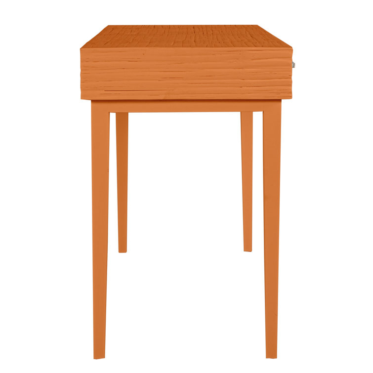 Andros Citrus Orange Solid Wood Writing Desk with Drawers