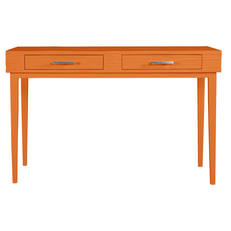 Andros Citrus Orange Solid Wood Writing Desk with Drawers