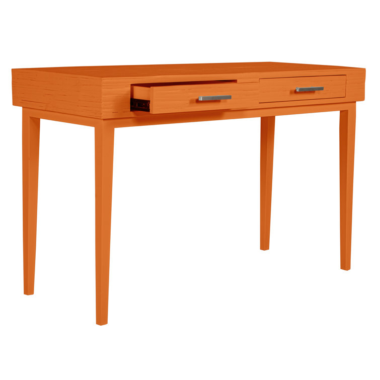 Andros Citrus Orange Solid Wood Writing Desk with Drawers
