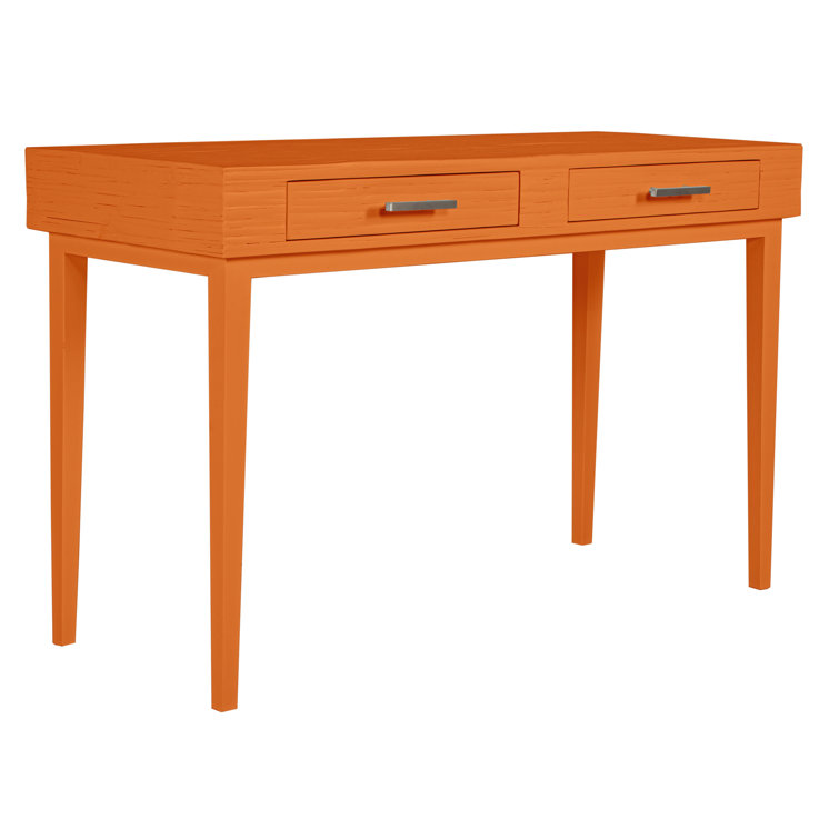 Andros Citrus Orange Solid Wood Writing Desk with Drawers