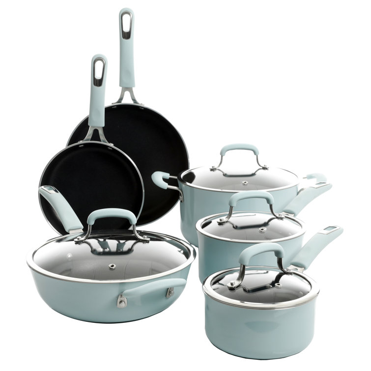 Kenmore Elite Glacier Blue Nonstick Aluminum 10-Piece Cookware Set