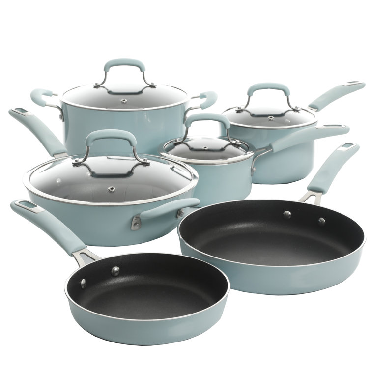 Kenmore Elite Glacier Blue Nonstick Aluminum 10-Piece Cookware Set
