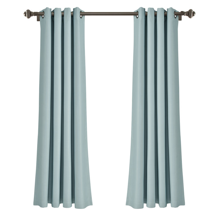 Blue Polyester Blackout Grommet Curtain Panels, 52" x 84"