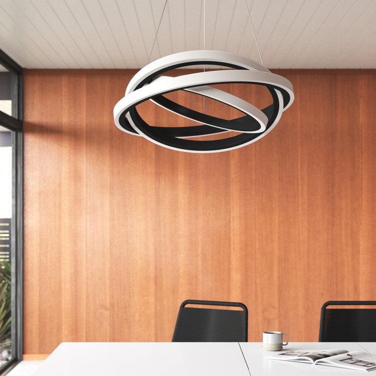 Veloce 26" Black LED Chandelier with White Silica Diffuser