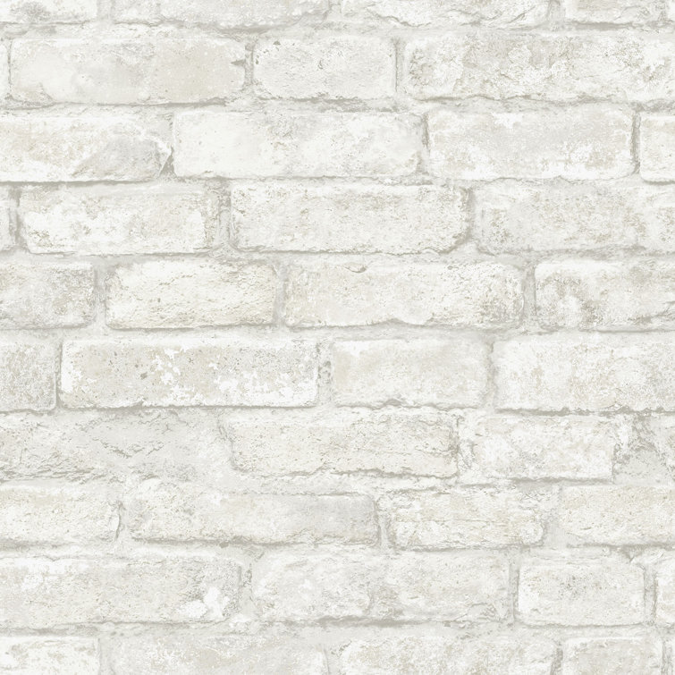 White Textured Brick Peel and Stick Wallpaper Roll