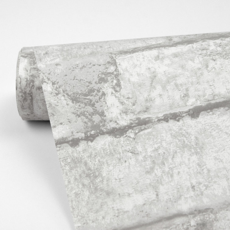 White Textured Brick Peel and Stick Wallpaper Roll