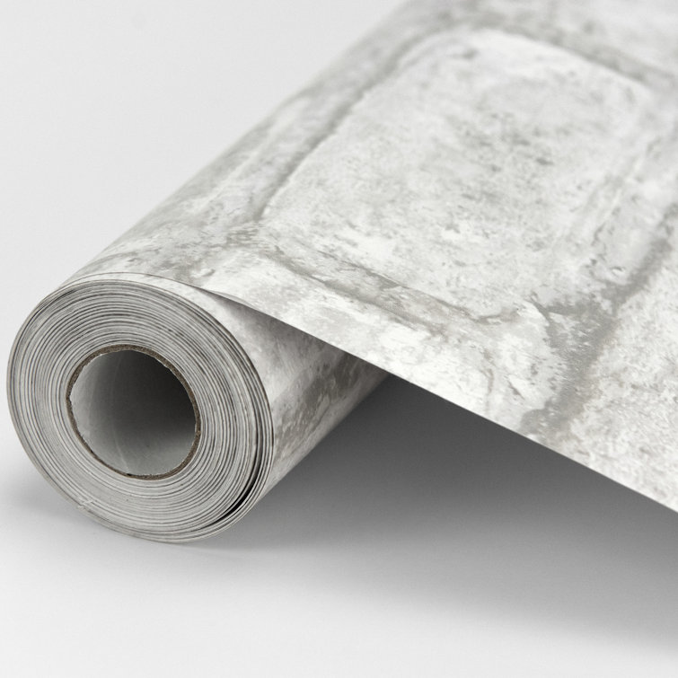 White Textured Brick Peel and Stick Wallpaper Roll