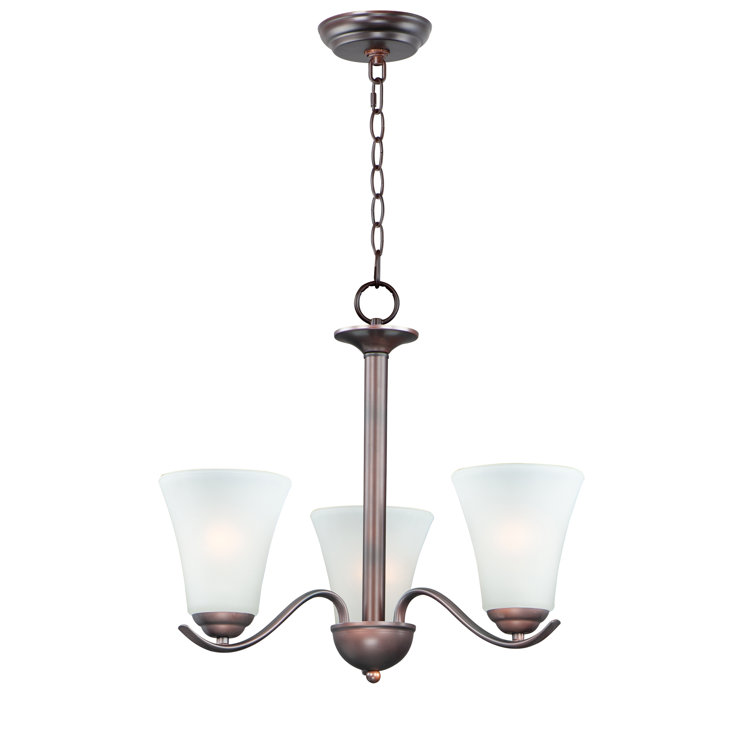 Oil Rubbed Bronze 3-Light Chandelier with Frosted Glass Shades