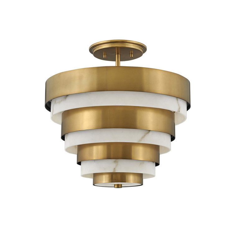 Heritage Brass 15.5" Modern Flush Mount Light with Faux Alabaster Glass