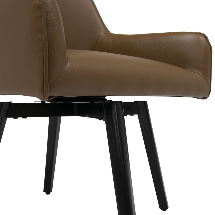 Caramel Brown Swivel Arm Chair with Metal Legs