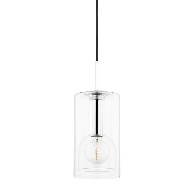 Elegant Polished Nickel Clear Glass Single Pendant Light