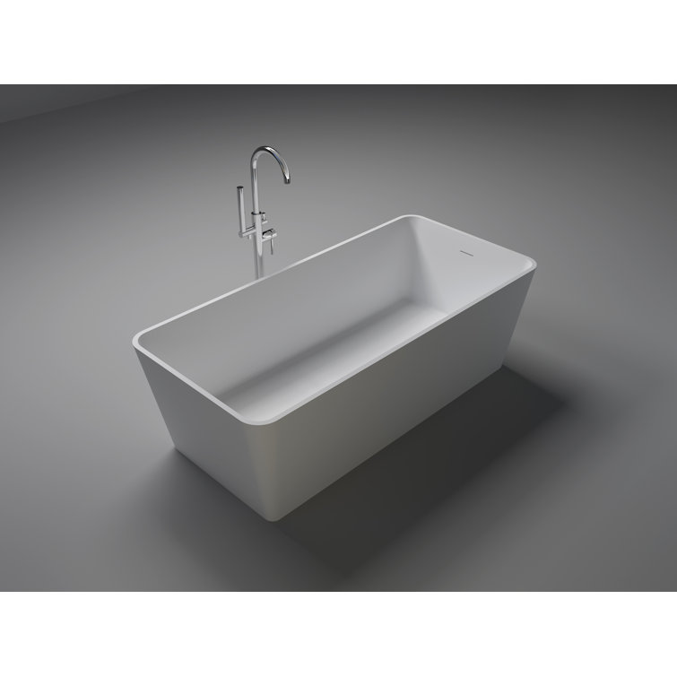 59'' x 30'' Matte White Solid Surface Freestanding Bathtub