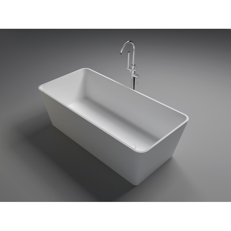 59'' x 30'' Matte White Solid Surface Freestanding Bathtub