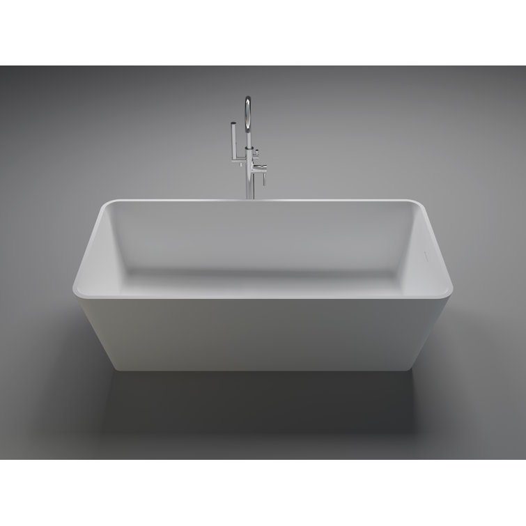 59'' x 30'' Matte White Solid Surface Freestanding Bathtub