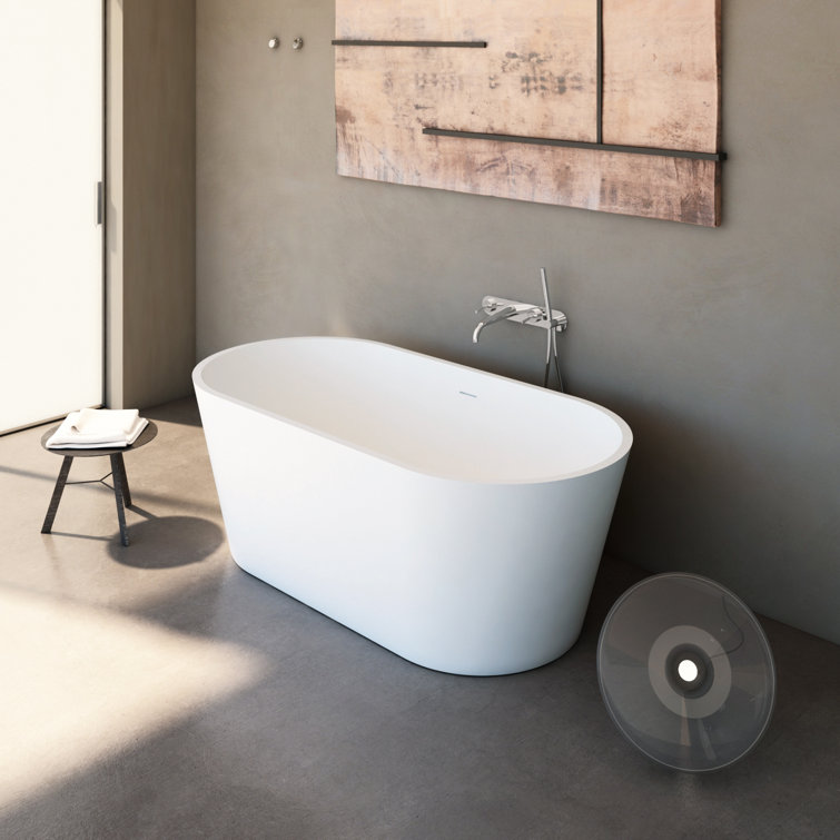 59'' White Matte Solid Surface Freestanding Bathtub