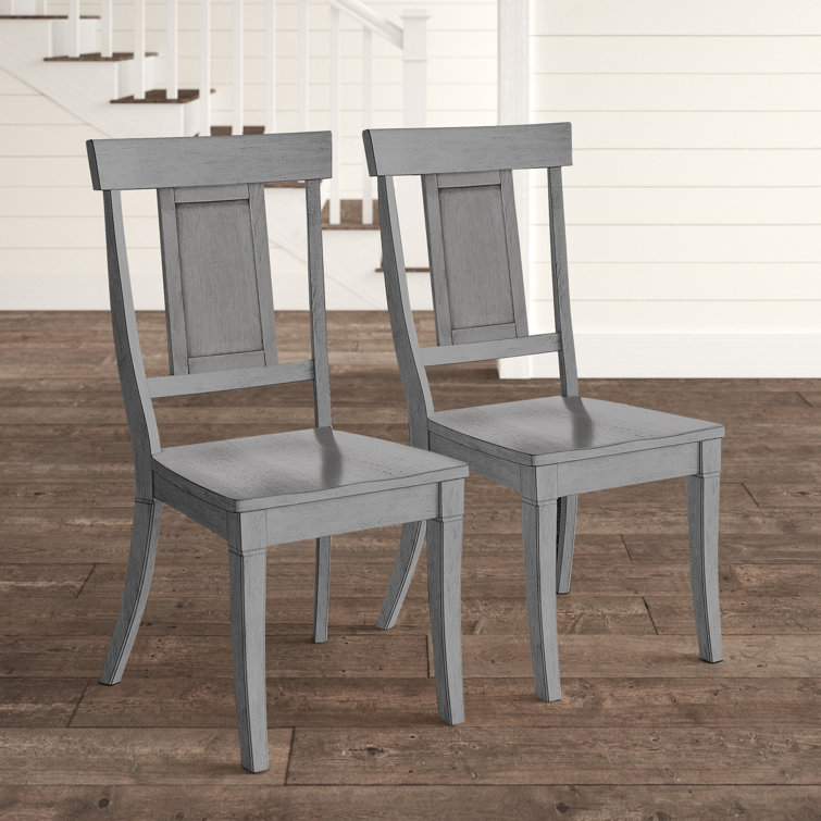 Eleanor Antique Grey Wood Panel Back Dining Chair Set