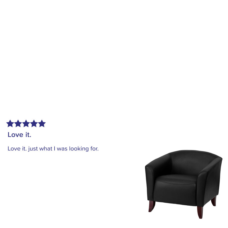 Hercules Imperial Luxe Black Leather Reception Chair with Wood Frame