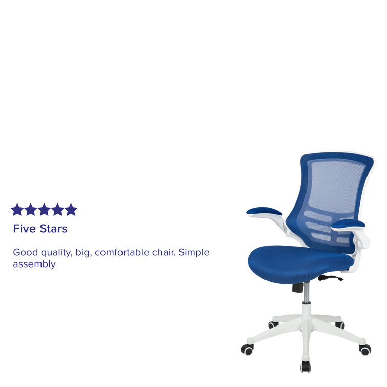 Modern Blue Mesh and White Plastic Ergonomic Swivel Task Chair