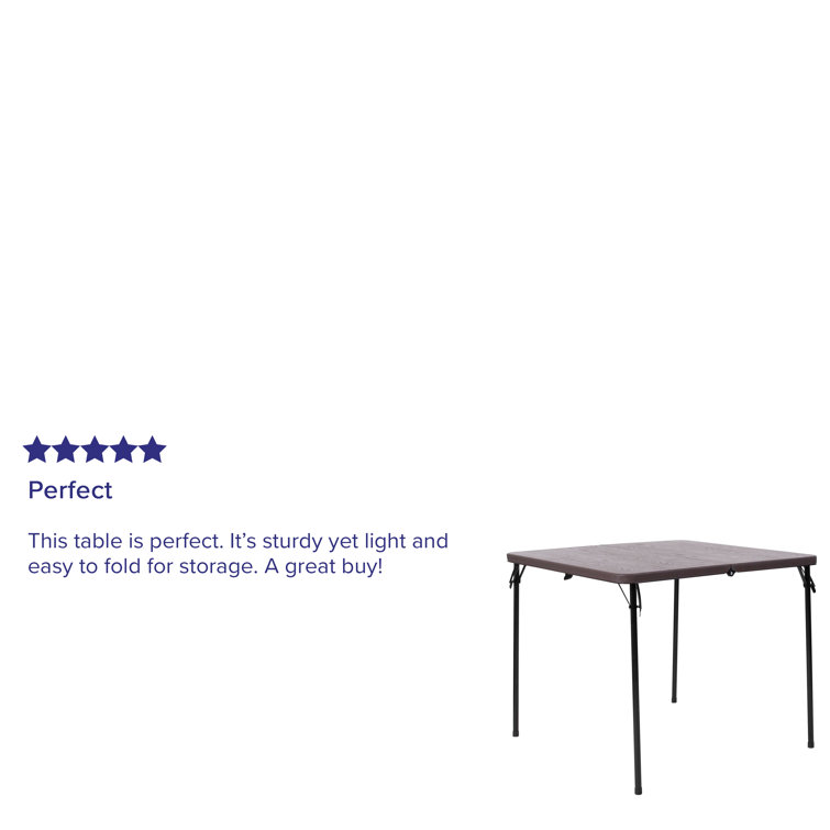 Brown and Black Metal Square Folding Table with Plastic Top