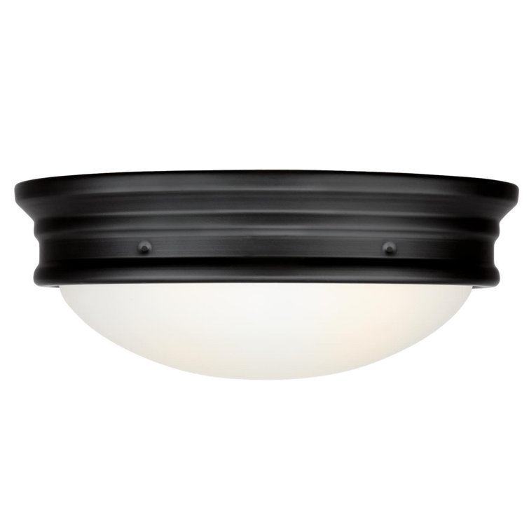 Meadowbrook Matte Black Frosted Glass 13" LED Outdoor Flush Mount