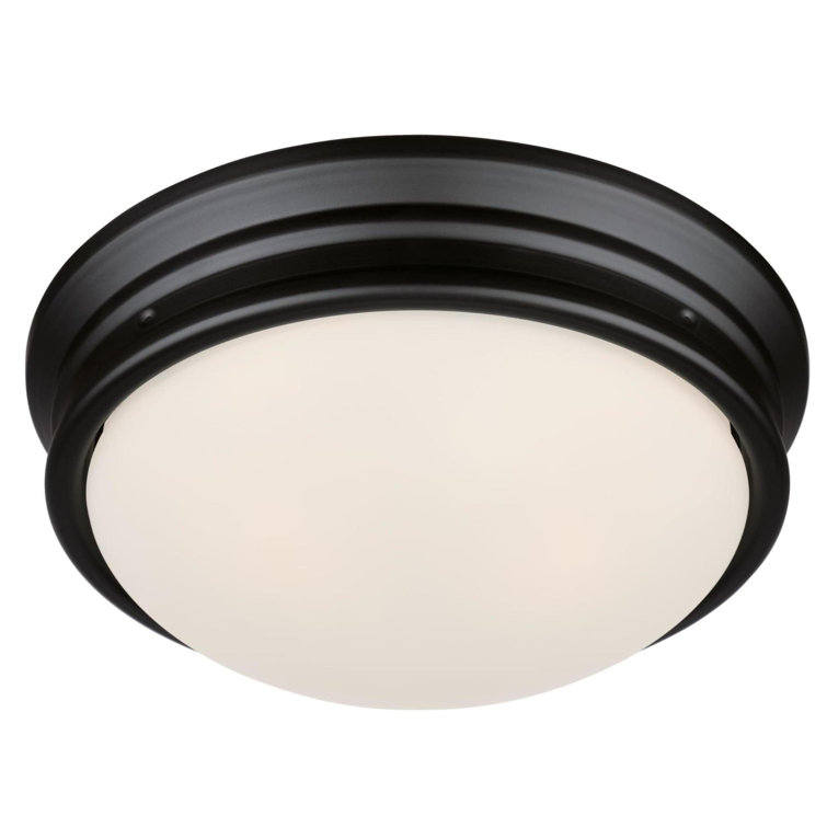 Meadowbrook Matte Black Frosted Glass 13" LED Outdoor Flush Mount