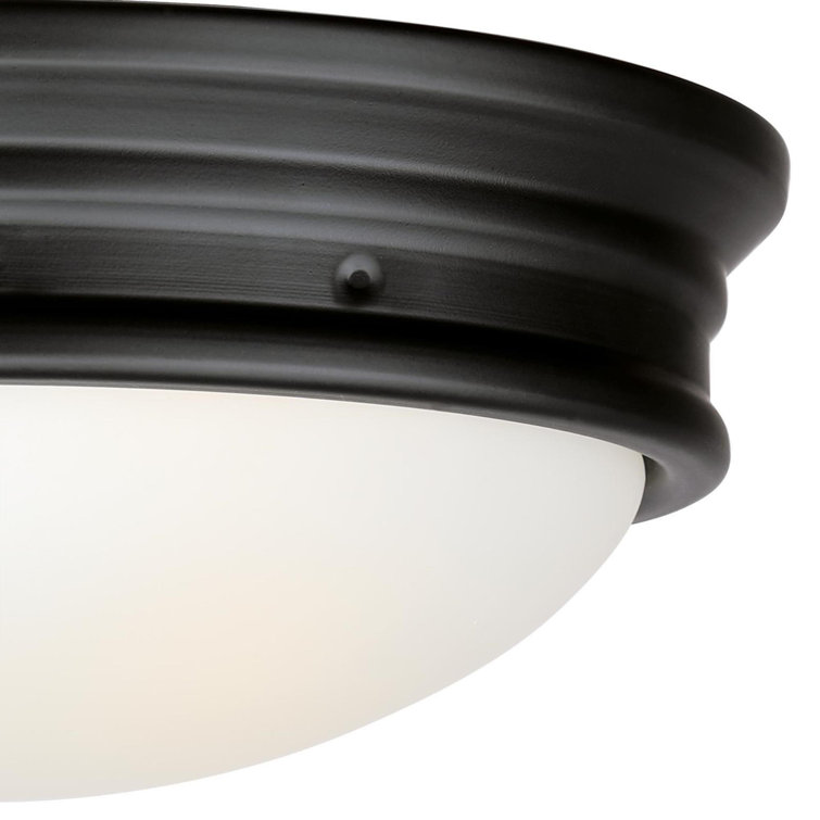 Meadowbrook Matte Black Frosted Glass 13" LED Outdoor Flush Mount