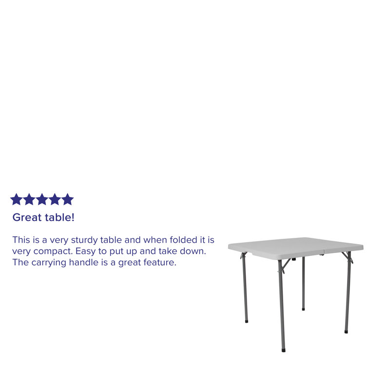 Granite White and Gray Square Portable Folding Table with Handle
