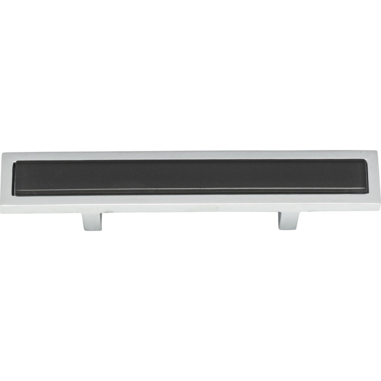 Modern Black and Polished Chrome 3" Bar Cabinet Pull