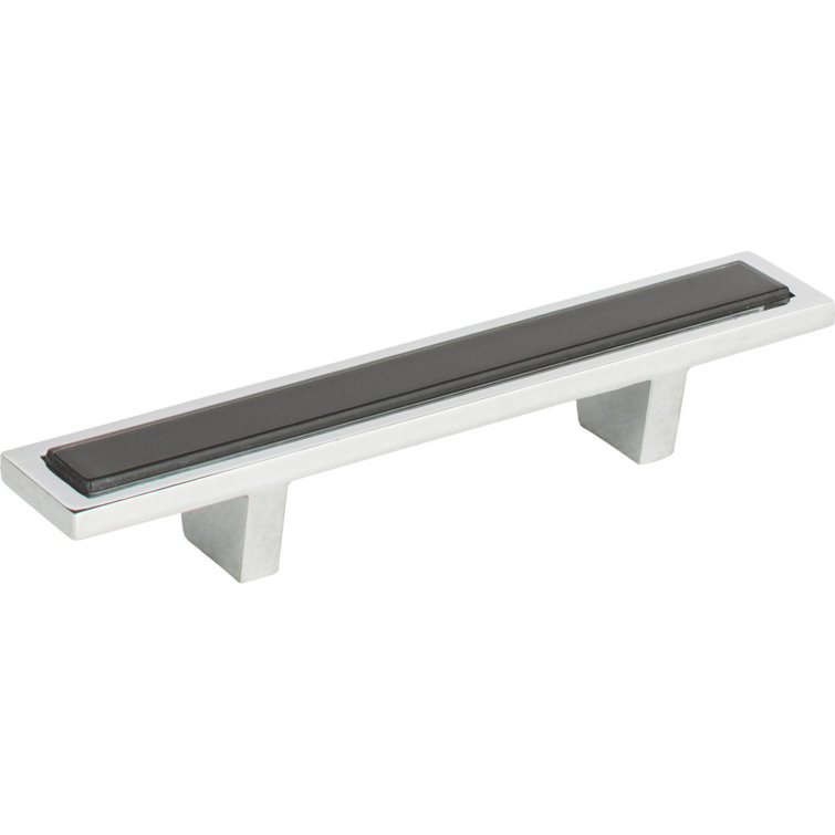 Modern Black and Polished Chrome 3" Bar Cabinet Pull