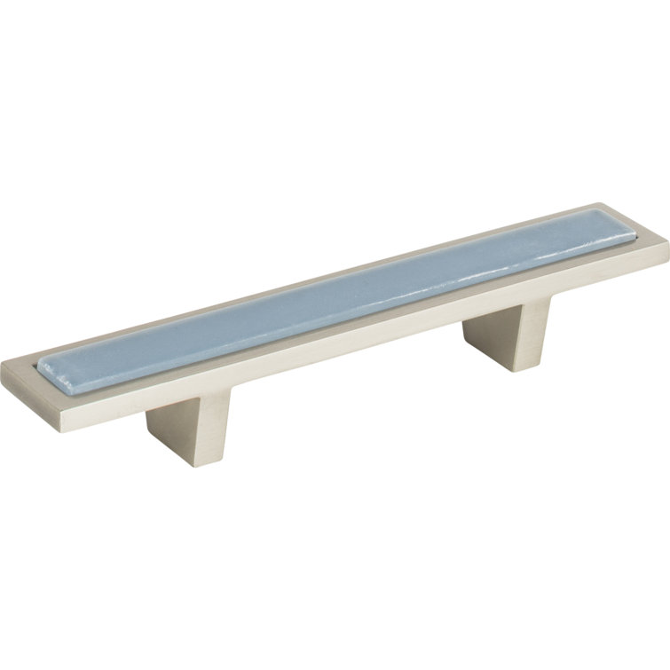 Modern Brushed Nickel and Blue Bar Pull Handle