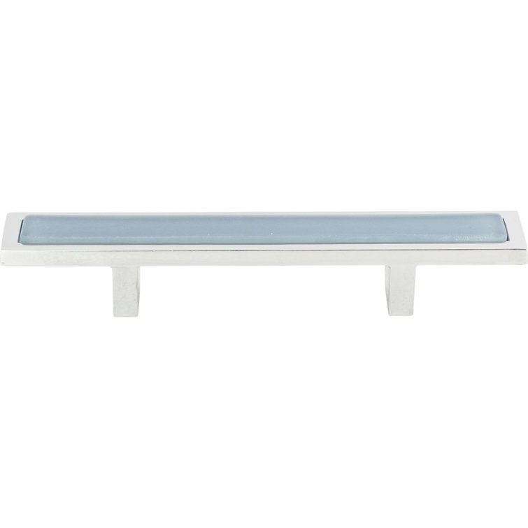 Polished Chrome Blue Modern Bar Pull with Mounting Hardware