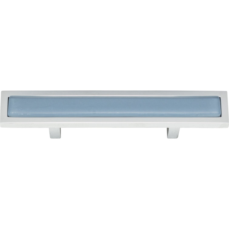 Polished Chrome Blue Modern Bar Pull with Mounting Hardware