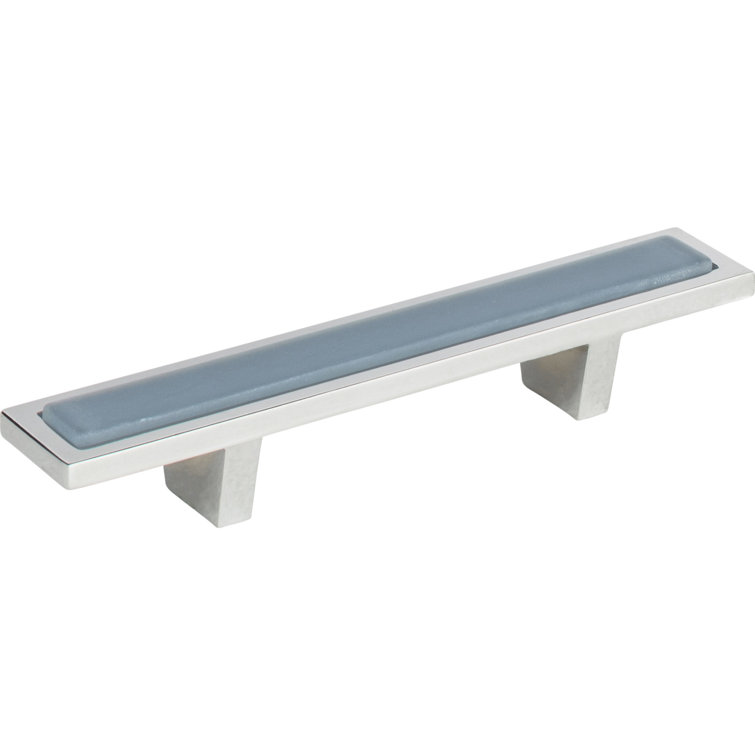 Polished Chrome Blue Modern Bar Pull with Mounting Hardware