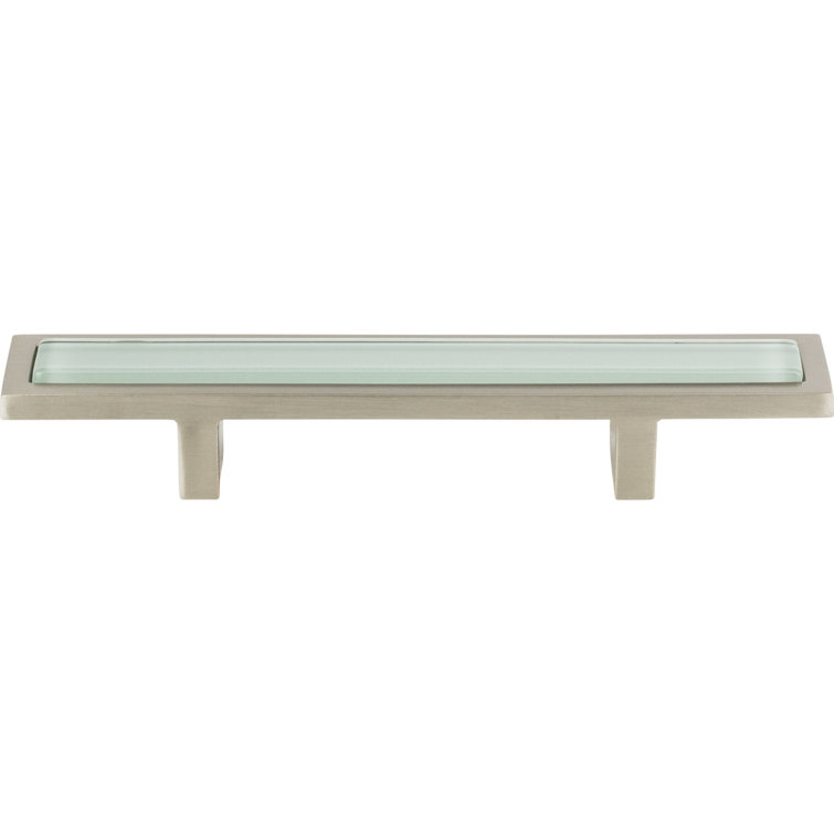 Brushed Nickel and Green Glass Modern Bar Pull