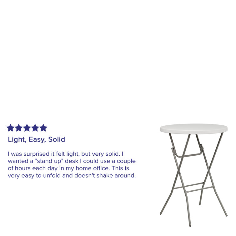 Elegant 31.5" Round Bar Height Folding Table in Granite White and Gray