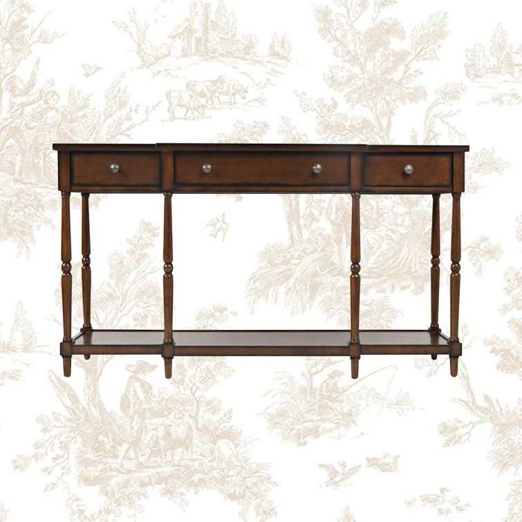Elegant Antique Mahogany 60'' Rectangular Console Table with Storage