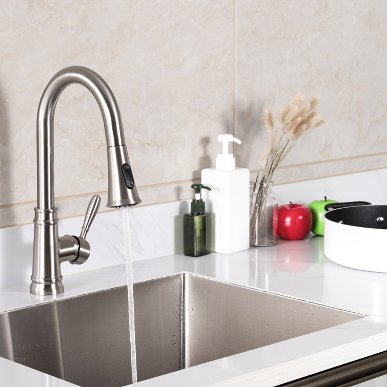 Brushed Nickel Single Handle High Arc Kitchen Faucet