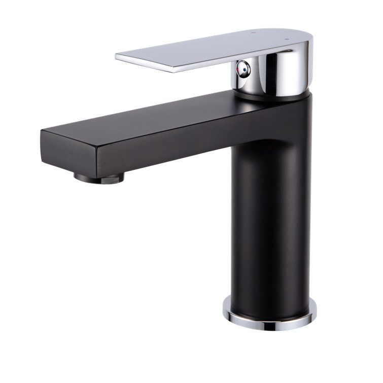 Black and Chrome Single Handle Bathroom Faucet