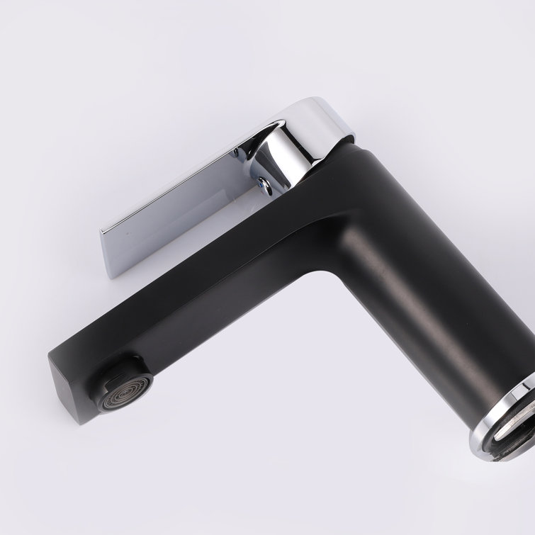 Black and Chrome Single Handle Bathroom Faucet