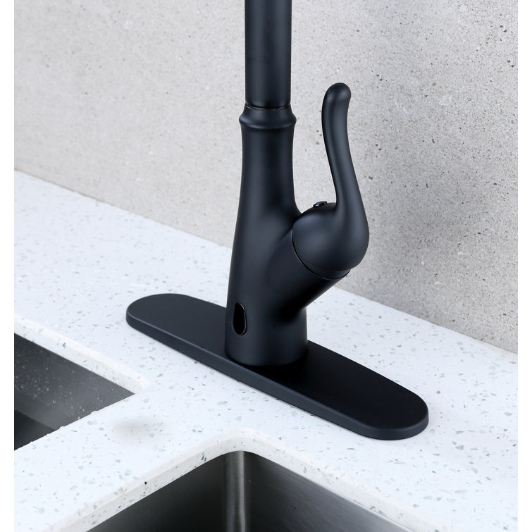 Matte Black Touchless Kitchen Faucet with Pull-out Spray