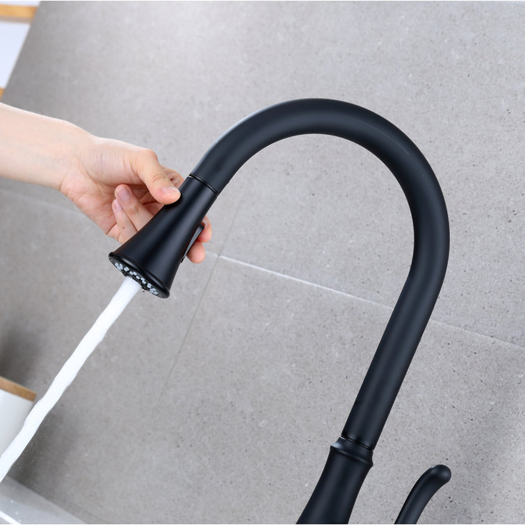 Matte Black Touchless Kitchen Faucet with Pull-out Spray