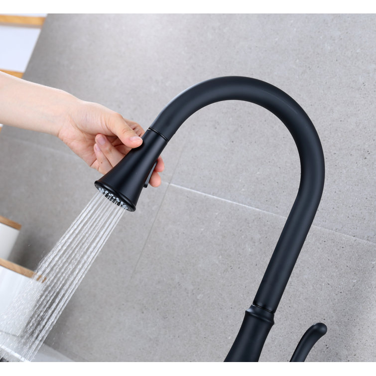 Matte Black Touchless Kitchen Faucet with Pull-out Spray
