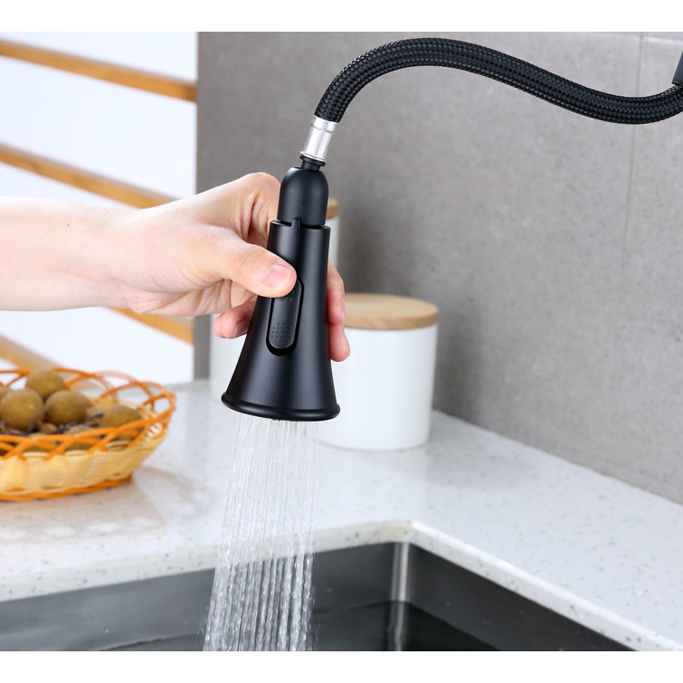 Matte Black Touchless Kitchen Faucet with Pull-out Spray