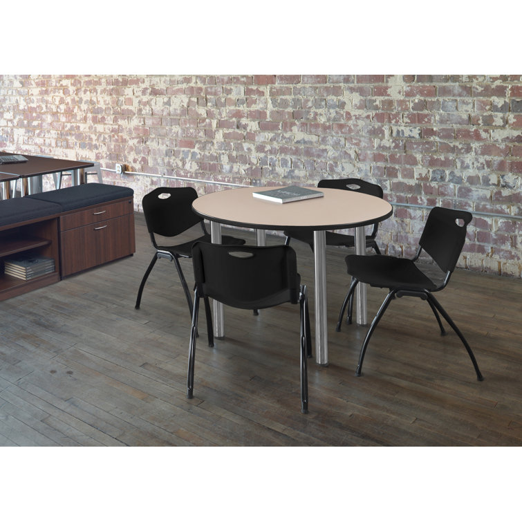 Black Plastic Armless Stacking Reception Chair with Chrome Frame