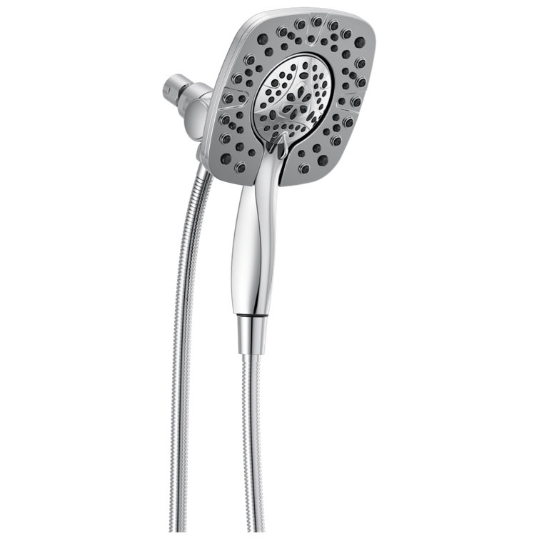 Chrome Dual Shower Head with Handheld Spray and Pulse