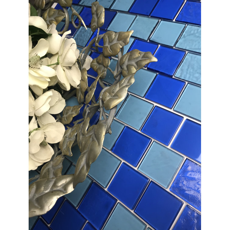 Landscape Blue Glossy Glass Mosaic Tile for Pools and Kitchens