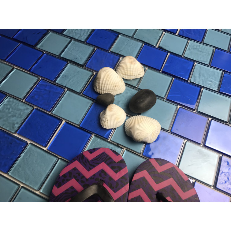 Landscape Blue Glossy Glass Mosaic Tile for Pools and Kitchens